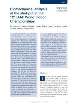 Biomechanical Analysis 12th Indoor Worlds