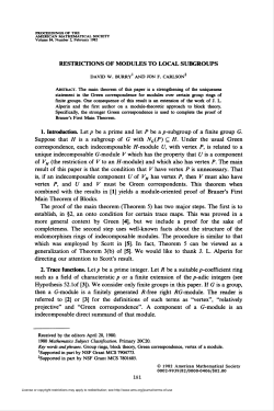 restrictions of modules to local subgroups