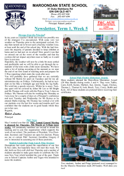 Newsletter, Term 1, Week 5