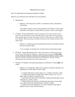 Goal: To understand the fundamental properties of light Objectives