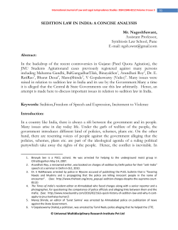 SEDITION LAW IN INDIA: A CONCISE ANALYSIS Mr
