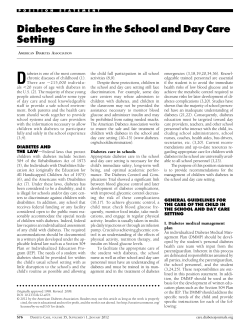Diabetes Care in the School and Day Care Setting