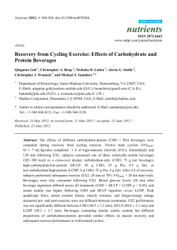 Recovery from Cycling Exercise: Effects of Carbohydrate and
