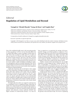 Editorial Regulation of Lipid Metabolism and Beyond