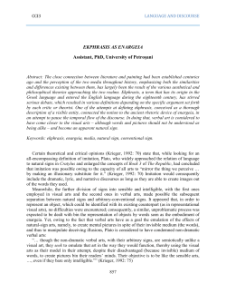 EKPHRASIS AS ENARGEIA Assistant, PhD, University of Petroșani