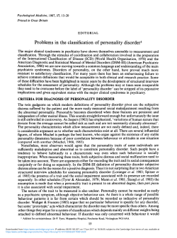 Problems in the classification of personality disorder