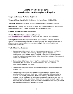 ATMS 411/611 Fall 2015 Introduction to Atmospheric Physics