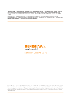 Notice of AGM 2016 - Renishaw resource centre
