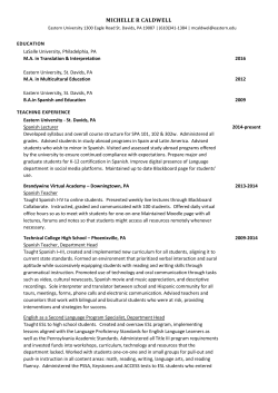 michelle r caldwell - Eastern University