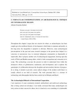 5. VERNACULAR COSMOPOLITANISM: AN ARCHAEOLOGICAL