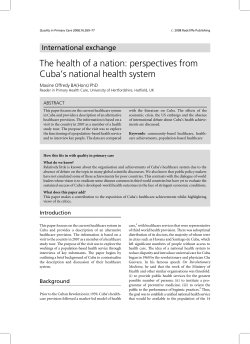 The health of a nation: perspectives from Cuba`s national health