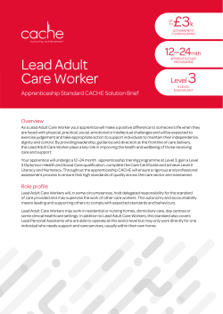 Lead Adult Care Worker &pound;3k