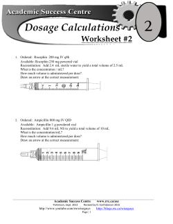 Dosage Calculations 2