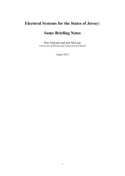 Electoral Systems for the States of Jersey