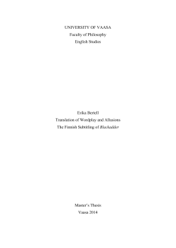 UNIVERSITY OF VAASA Faculty of Philosophy English