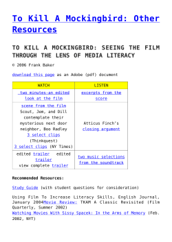 To Kill A Mockingbird: Other Resources