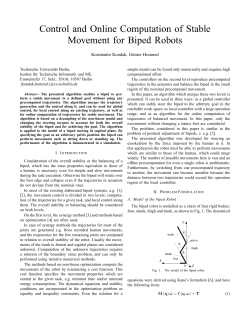 Control and Online Computation of Stable Movement for Biped Robots