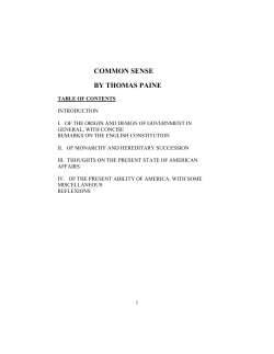 COMMON SENSE BY THOMAS PAINE