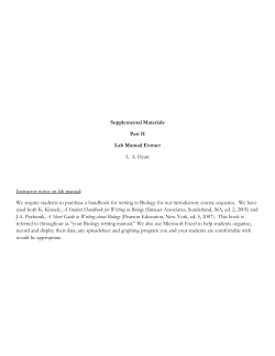 Supplementary Material Part 2: Personal Plants Manual