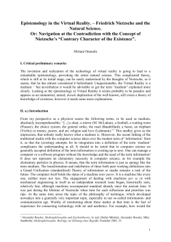 Epistemology in the Virtual Reality, Nietzsche and the Natural Science
