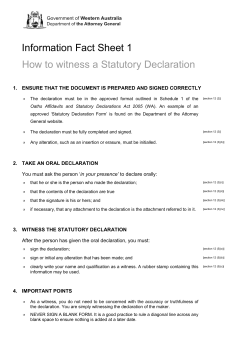 Information Fact Sheet 1 How to witness a Statutory Declaration