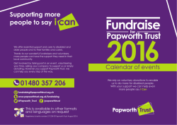 2016 Fundraising calendar