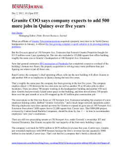 Granite COO says company expects to add 500 more jobs in Quincy