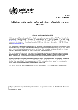 Guidelines on the quality, safety and efficacy of typhoid conjugate
