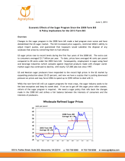 Economic Effects of the Sugar Program Since the 2008 Farm Bill