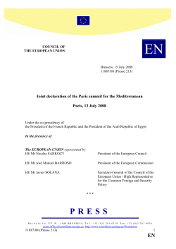 Joint declaration of the Paris summit for the Mediterranean Paris, 13