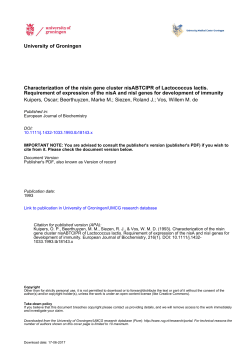 University of Groningen Characterization of the nisin gene