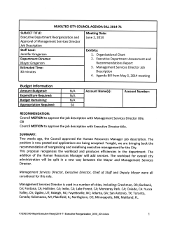 Executive Department Reorganization and Approval of Management