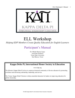 ELL Workshop - Kappa Delta Pi