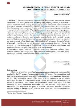 aristotelian cultural universals and contemporary