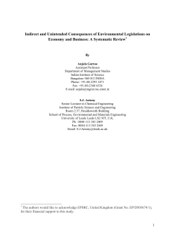 Indirect and Unintended Consequences of Environmental