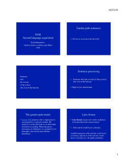 591B Second language acquisition Garden path sentences