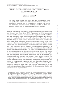 CHALLENGES AHEAD IN INTERNATIONAL ECONOMIC LAW