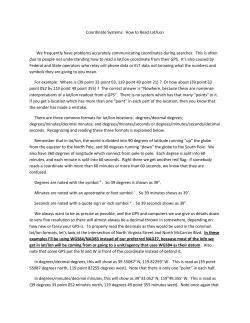 Coordinate Systems: How to Read Lat/Lon We frequently have