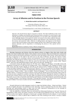 Array of allusion and its position in the Persian speech. J. Life Sci