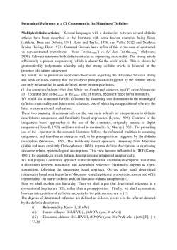 Determined reference as a CI component in the meaning of definites