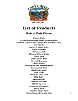 List of Products - Cady Cheese Factory