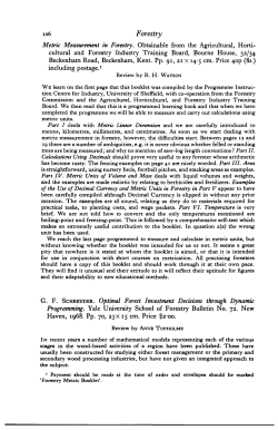 106 Forestry Metric Measurement in Forestry. Obtainable from the