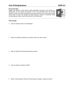 Cost of Doing Business ENTR 4‐2