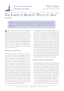 The Limits of Russia`s "Pivot to Asia"