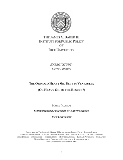 The Orinoco Heavy Oil Belt in Venezuela