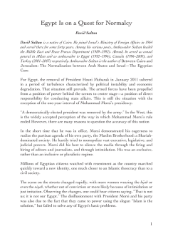 Egypt Is on a Quest for Normalcy