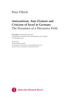 Peter Ullrich Antisemitism, Anti-Zionism and Criticism of Israel in