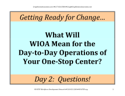 Getting Ready for Change&hellip; What Will WIOA Mean for the Day