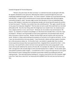 Example Paragraph for Personal Response: &ldquo;Wisest is she who