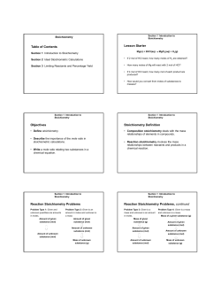 Table of Contents Lesson Starter Objectives Stoichiometry Definition
